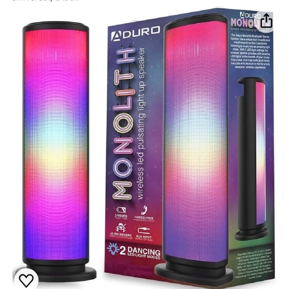 Aduro Monolith Wireless Pulse Light Up Speaker